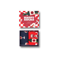 Happy Socks Dames & Heren Fantasie Sokken 2-Pack Wine Gift Set P001837 - Jambelles