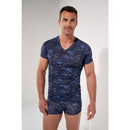 Hom Heren Hemd T-Shirt V Neck Star Island 403109 - Jambelles