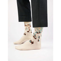 Kunstsokken Dames & Heren Fantasie Sokken Winterlandschap met Schaatsers CH-WLS - Jambelles