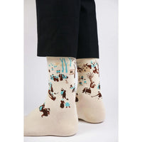 Kunstsokken Dames & Heren Fantasie Sokken Winterlandschap met Schaatsers CH-WLS - Jambelles