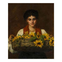 Kunstsokken Dames & Heren Fantasie Sokken Woman With Sunflowers CH-WWS - Jambelles