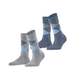 Burlington Dames Sokken Everyday Argyle Sock 2-Pack 22012 - Jambelles
