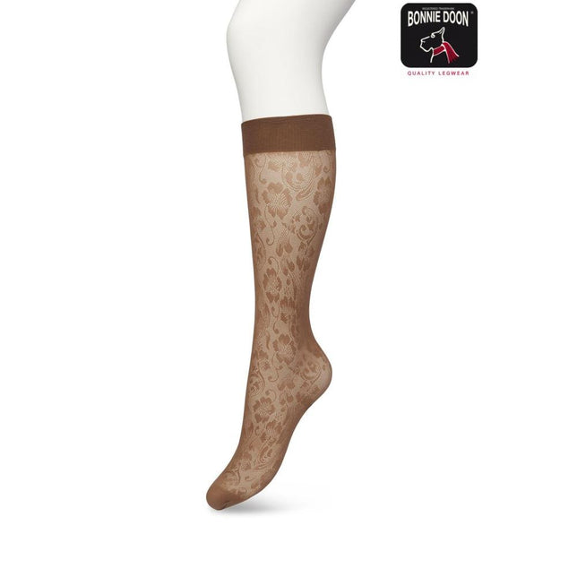 Bonnie Doon Dames Kniekousen Fancy Flower Knee-High BP221803 - Jambelles