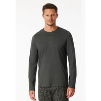Schiesser Heren Nacht Shirt Langarmshirt Knopfleiste 182517 - Jambelles