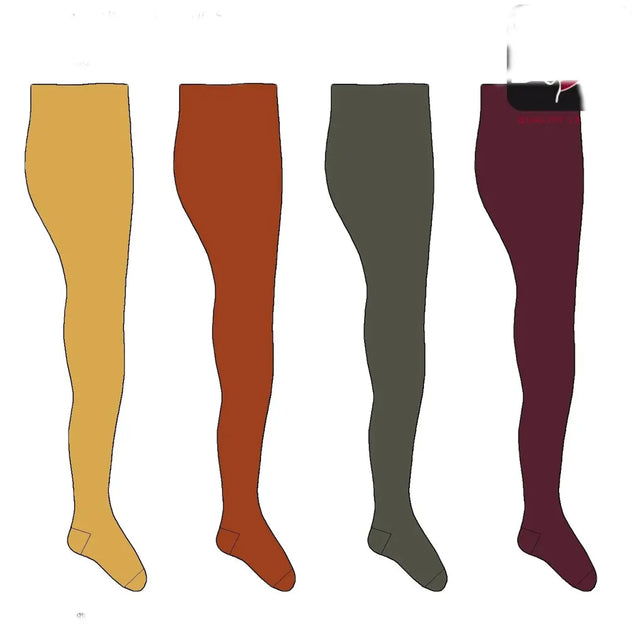 Vier Bonnie Doon damesmaillots Bio Cotton Tights BP051900 in okergeel, roestbruin, olijfgroen en bordeauxrood. - Jambelles