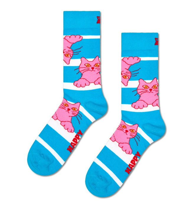 Cat on Stripe Sock P004476