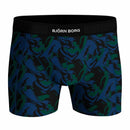 Björn Borg herenboxer Premium Cotton Stretch met blauw-groene abstracte print en zwarte logotailleband. - Jambelles