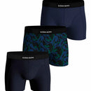 Björn Borg herenboxer Premium Cotton Stretch met blauw-groene abstracte print en zwarte logotailleband. - Jambelles