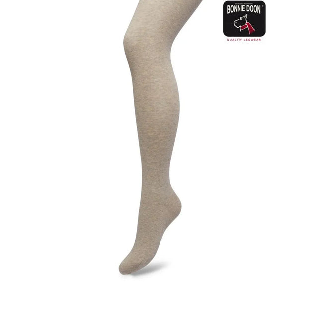 Bonnie Doon damesmaillot van biologisch katoen in gemêleerd beige, effen ontwerp met gesloten voet. - Jambelles