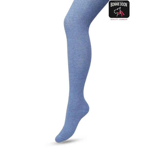 Bonnie Doon damesmaillot Bio Cotton Tights BP051900 in gemêleerd blauw, effen uitgevoerd met gesloten teen. - Jambelles