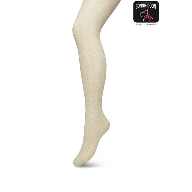 Bonnie Doon damesmaillot Bio Cotton Tights BP051900 in crème met subtiele gemêleerde structuur. - Jambelles
