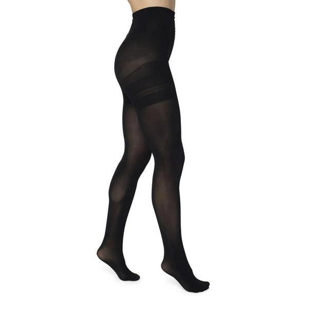 Zwarte Bonnie Doon Dames Panty Curvy 40 tights, transparant met hoge taille en verstevigd broekgedeelte. - Jambelles
