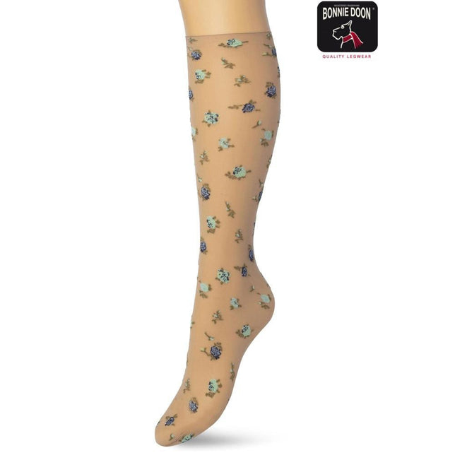 Bonnie Doon Dames Panty Kniekousen English Flower Knee High BP211502 - Jambelles