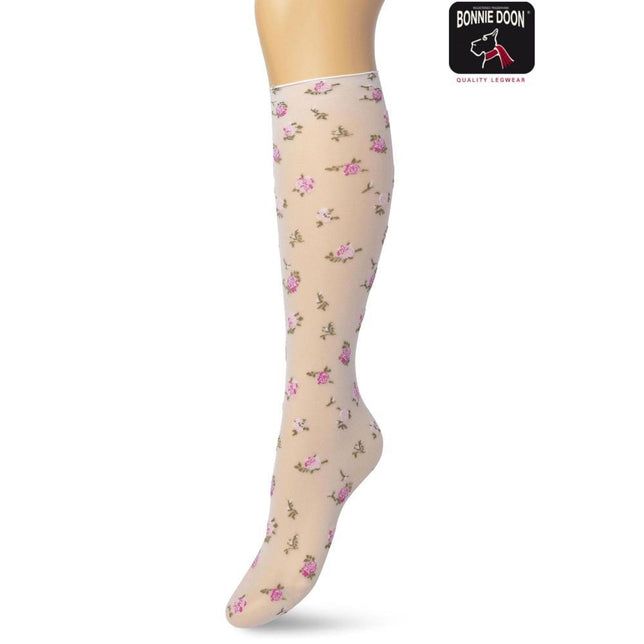 Bonnie Doon Dames Panty Kniekousen English Flower Knee High BP211502 - Jambelles