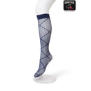 Bonnie Doon dames pantykniekous in beige met bruin lozengepatroon en brede bruine boord. - Jambelles