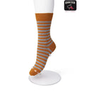 Bonnie Doon Basic Stripe damessok in oranje en wit met horizontale strepen en effen boord, hiel en teen. - Jambelles