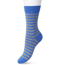 Bonnie Doon Basic Stripe damessok in oranje en wit met horizontale strepen en effen boord, hiel en teen. - Jambelles