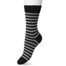 Bonnie Doon Basic Stripe damessok in oranje en wit met horizontale strepen en effen boord, hiel en teen. - Jambelles
