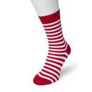 Bonnie Doon Basic Stripe damessok in oranje en wit met horizontale strepen en effen boord, hiel en teen. - Jambelles