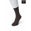 Zwarte Bonnie Doon dames Bio Cotton Sock BP051100, effen uitgevoerd en getoond aan een witte paspopvoet. - Jambelles