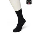 Zwarte Bonnie Doon dames Bio Cotton Sock BP051100, effen uitgevoerd en getoond aan een witte paspopvoet. - Jambelles