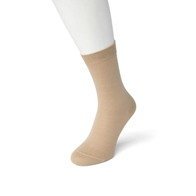 Bonnie Doon dames Bio Cotton Sock BP051100 in beige, effen uitgevoerd met geribde boord. - Jambelles