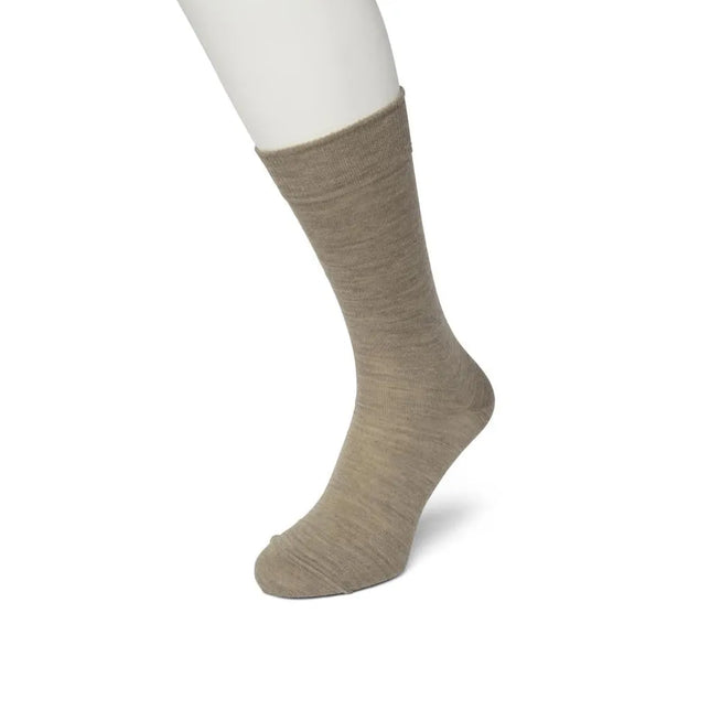 Bonnie Doon Bio Cotton damessok in taupe, effen gemêleerd met geribde boord - Jambelles