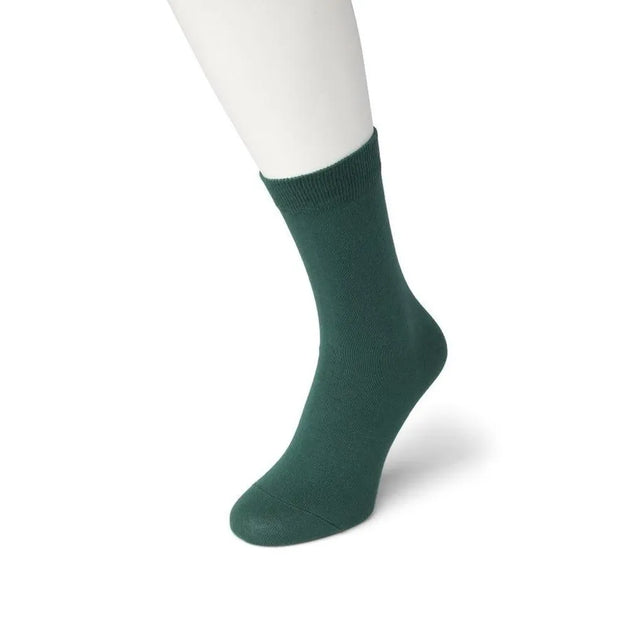 Bonnie Doon dames Bio Cotton Sock BP051100 in donkergroen, effen uitgevoerd met geribde boord. - Jambelles
