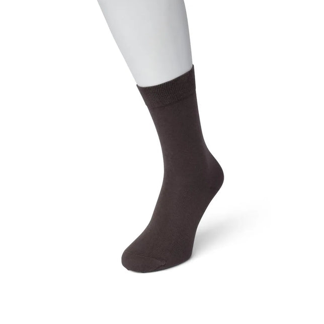 Bonnie Doon Bio Cotton damessok BP051100 in donkerbruin, effen uitgevoerd met geribde boord. - Jambelles