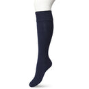 Bonnie Doon dameskniekous Classic Cable Knee High in blauw met kabelpatroon en brede geribde boord. - Jambelles