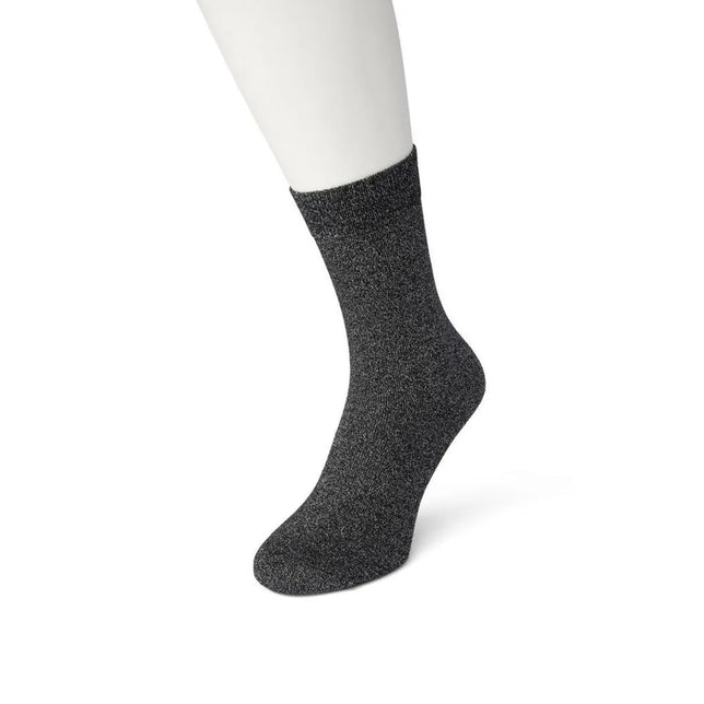 Bonnie Doon dames Cotton Sparkle Sock in donkergrijs met subtiele glinstering en geribde boord. - Jambelles
