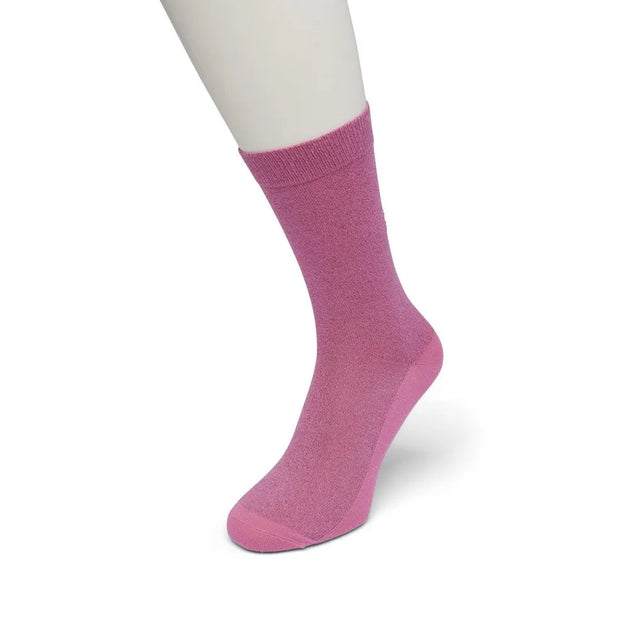 Bonnie Doon Cotton Sparkle damessok in roze met subtiele glans en geribde boord. - Jambelles