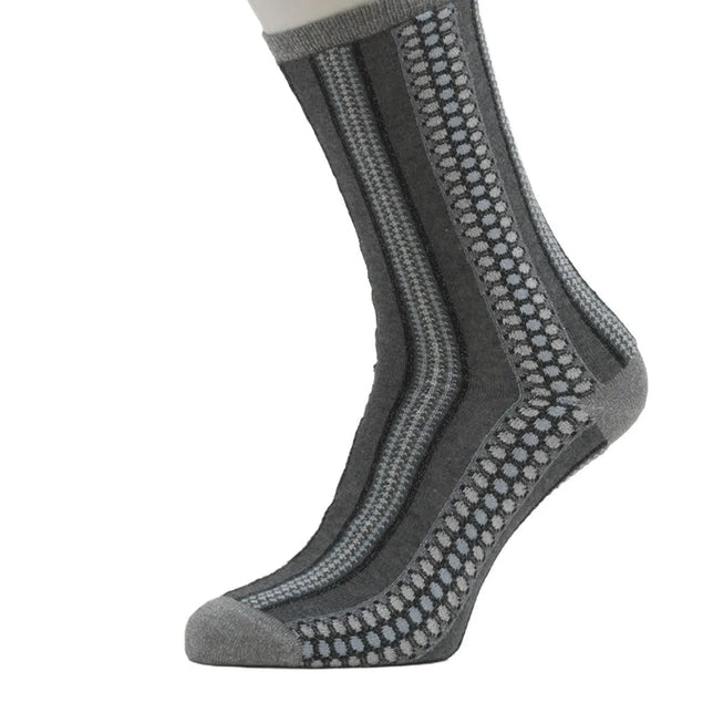 Bonnie Doon dames sokken Glitter And Stripes BP261102 in grijs met verticale strepen en stippenpatroon. - Jambelles