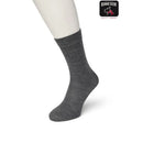 Donkergrijze effen Bonnie Doon damessok Wool/Cotton BD631402 met geribde boord - Jambelles