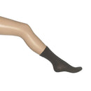 Donkergrijze effen Bonnie Doon damessok Wool/Cotton BD631402 met geribde boord - Jambelles