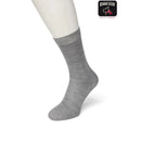Donkergrijze effen Bonnie Doon damessok Wool/Cotton BD631402 met geribde boord - Jambelles