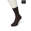 Donkergrijze effen Bonnie Doon damessok Wool/Cotton BD631402 met geribde boord - Jambelles