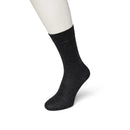 Donkergrijze effen Bonnie Doon damessok Wool/Cotton BD631402 met geribde boord - Jambelles