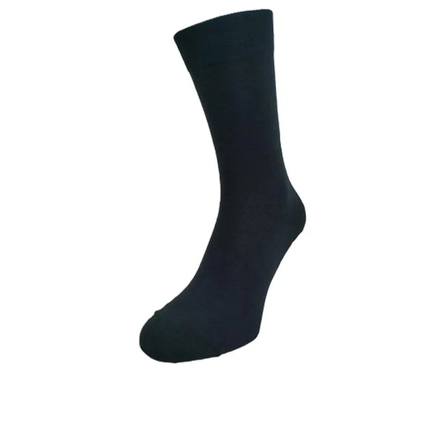 Bonnie Doon dames sok BD631402 in donkerblauw, effen model van wol en katoen met geribde boord. - Jambelles