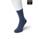 Donkergrijze effen Bonnie Doon damessok Wool/Cotton BD631402 met geribde boord - Jambelles