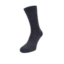 Donkergrijze effen Bonnie Doon damessok Wool/Cotton BD631402 met geribde boord - Jambelles