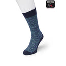 Bonnie Doon dames sok Zigzag Sock BP212109 in donkerblauw met rood-blauw-wit zigzagpatroon en effen boord, hiel en teen. - Jambelles