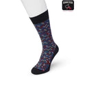 Bonnie Doon dames sok Zigzag Sock BP212109 in donkerblauw met rood-blauw-wit zigzagpatroon en effen boord, hiel en teen. - Jambelles