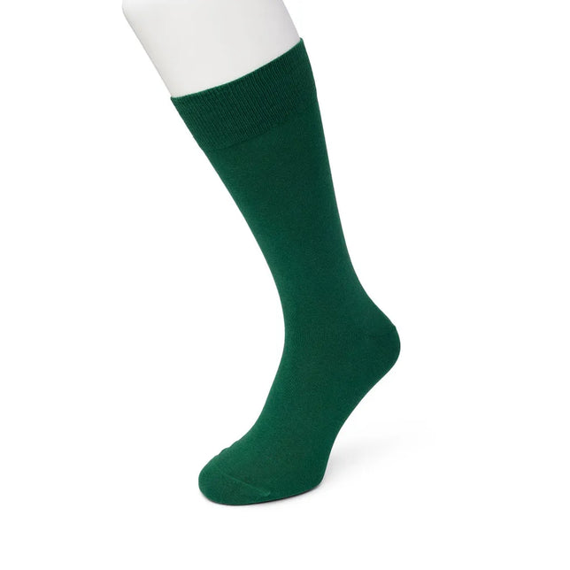Bonnie Doon Cotton Sock BD 632401, effen donkergroene herensok met geribde boord - Jambelles