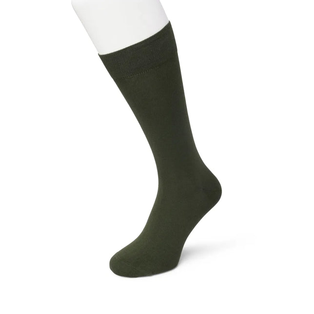 Bonnie Doon heren Cotton Sock BD 632401 in effen donkergroen met brede boord - Jambelles