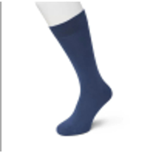 Bonnie Doon Cotton Sock BD 632401, effen donkerblauwe herensok met hoge boord. - Jambelles