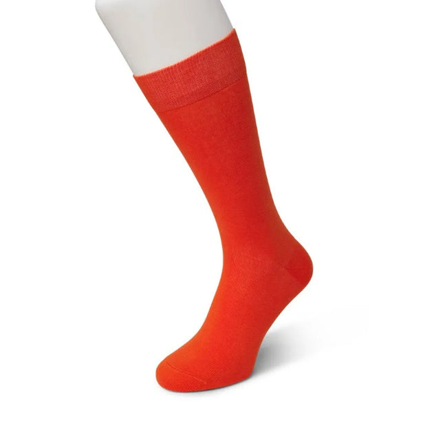 Bonnie Doon Cotton Sock BD 632401, effen oranje herensok met brede geribde boord. - Jambelles