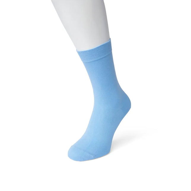 Bonnie Doon heren Cotton Sock BD 632401 in effen lichtblauw met brede geribde boord. - Jambelles