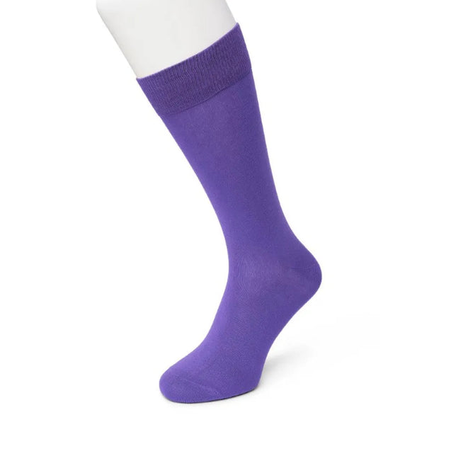 Bonnie Doon Cotton Sock BD 632401 herensok in effen paars met brede geribde boord. - Jambelles