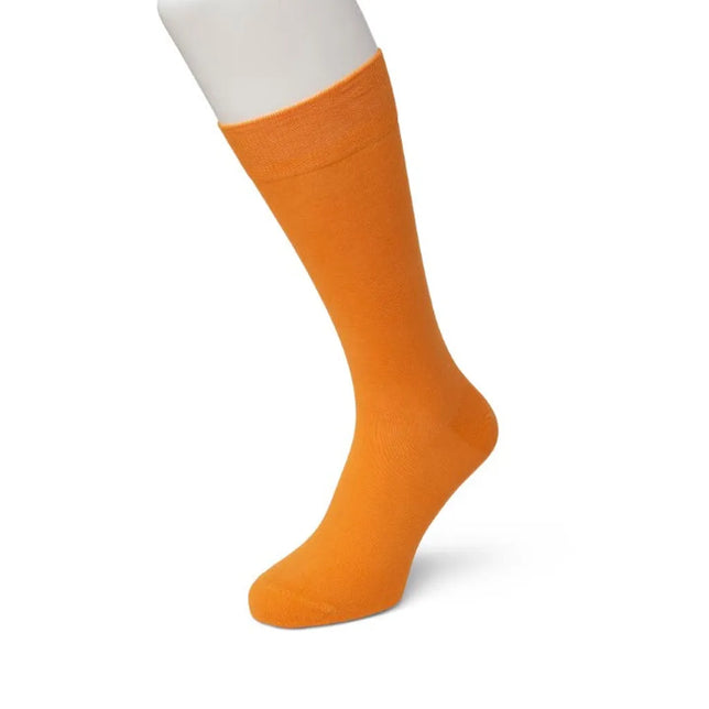 Oranje Bonnie Doon herensok Cotton Sock BD 632401, effen uitgevoerd met brede boord. - Jambelles
